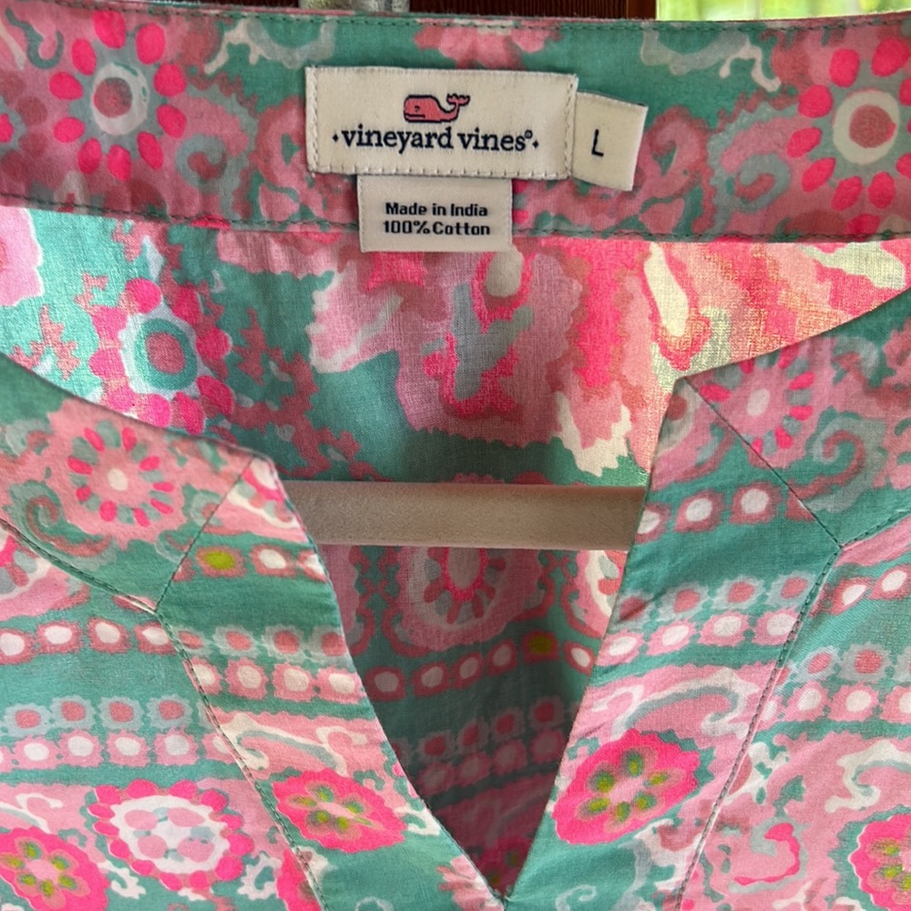 Vineyard Vines Caftan Cover Up Pink Aqua boho floral New